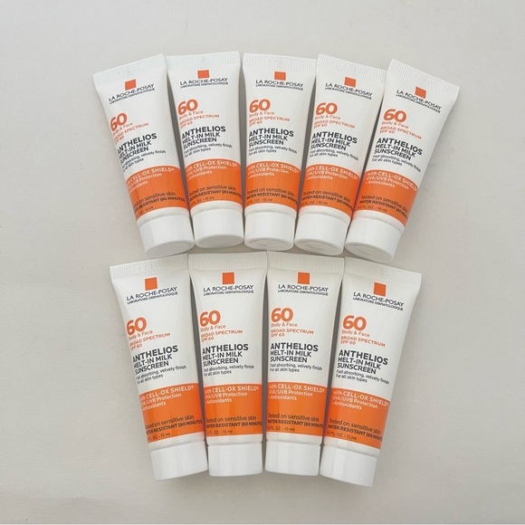 La Roche Posay Anthelios 60 Melt-in Milk Body Face Sunscreen Box of 10 0.5fl oz. - Picture 2 of 9
